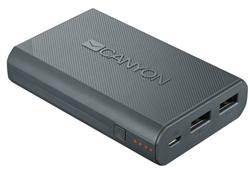 CANYON powerbanka 10000 mAh, LI-Ion, micro USB input5V/2A a 2 x USB output 5V/2A (max.), tmavě šedá