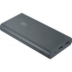CANYON powerbanka 16000 mAh, LI-Ion, micro USB input5V/2A a 2 x USB output 5V/2A (max.), tmavě šedá