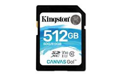 Kingston paměťová karta 512GB Canvas Go! SDXC UHS-I U3 (čtení/zápis: 90/45MB/s)