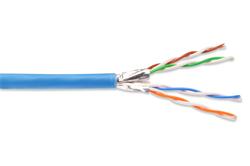 PremiumCord kabel U-FTP Cat6a 4x2, drát, AWG23, čistá měď , 100m, plášť LSOH, modrá
