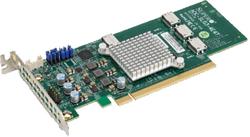 SUPERMICRO 12.8GB/s quad-Port Gen-3 Internal NVMe Host Bus Adapter (PCIe retimer card)