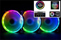 1stCOOL Fan KIT AURA RAINBOW, 3x ARGB LED ventilátor 12cm + řadič + dálkové ovládaní