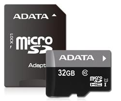 ADATA paměťová karta 32GB Premier micro SDHC UHS-I CL10 A1 (čtení/zápis: 85/20MB/s) + SD adaptér