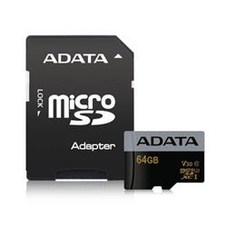 ADATA paměťová karta 64GB Premier Pro micro SDXC UHS-I U3 V30G (čtení/zápis: 95/90MB/s) + SD adaptér