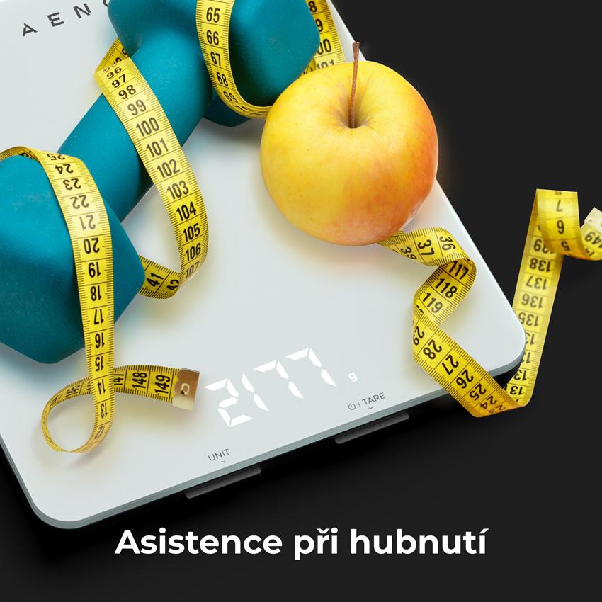 AENO Chytrá kuchyňská váha KS1 - 2g až 8kg s přesností na 1g, bluetooth, bílá