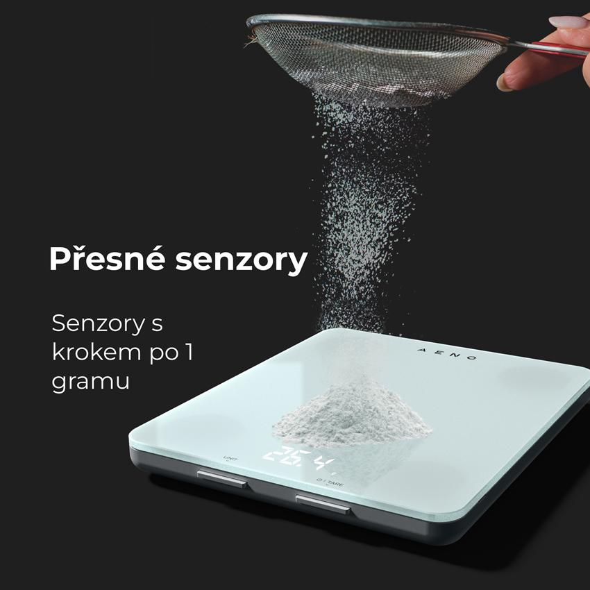 AENO Chytrá kuchyňská váha KS1 - 2g až 8kg s přesností na 1g, bluetooth, bílá