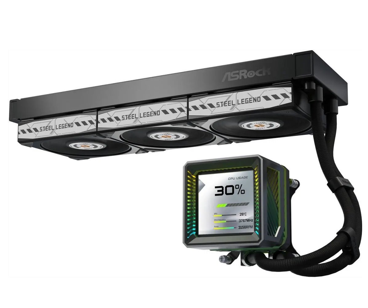 AIOCOOL Asrock Steel Legend Dark 360 LCD, 360mm