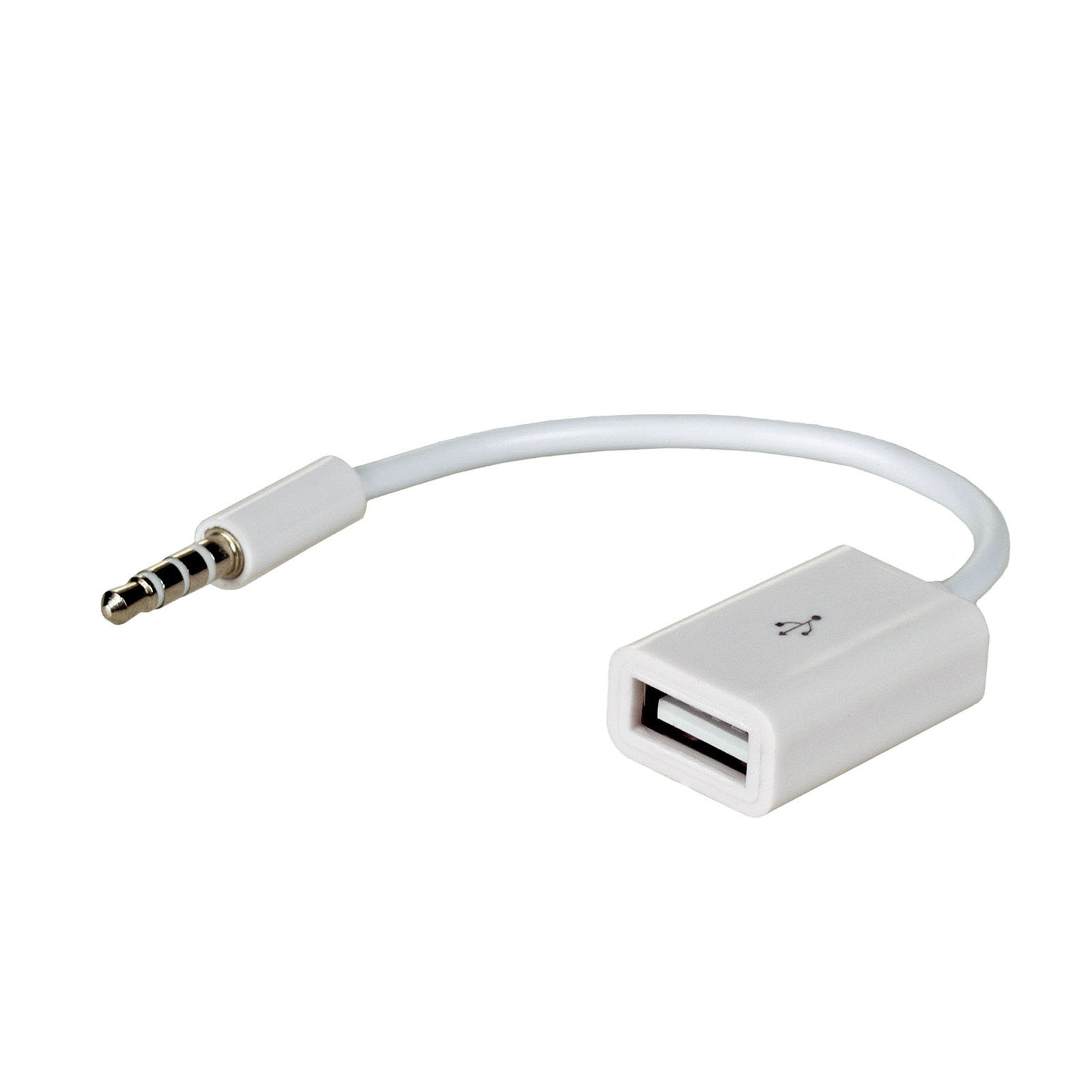 Akyga adaptér USB/MiniJack/PVC/15cm/bílá