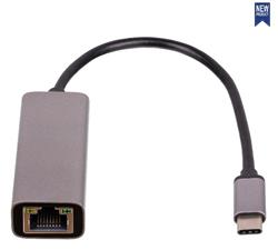 Akyga adaptér USB type C/RJ45/PVC/ABS/Stříbrný
