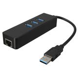 Akyga Hub USB 3.0 Type A/3x USB Type A (F) + RJ45, PVC, 15cm