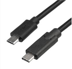 Akyga kabel microUSB / USB type C 1.0m/černá