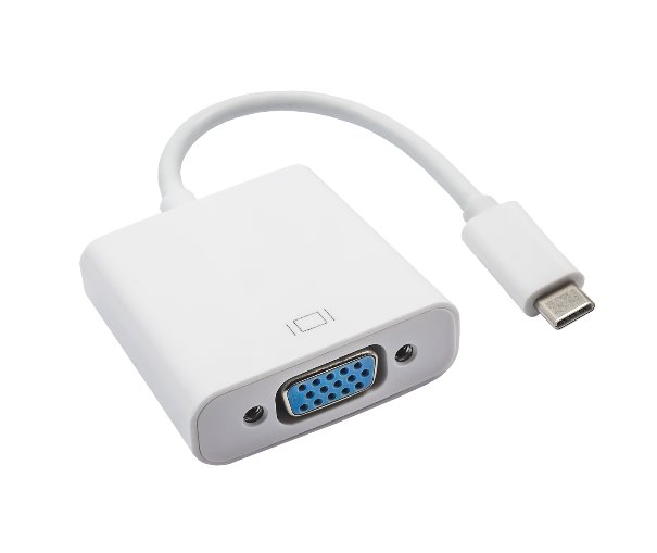 Akyga Konvertor USB type C/VGA (F), PVC, ABS, FullHD, bílá, 15cm