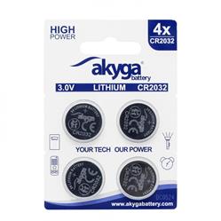 Akyga lithiová baterie CR2032 Li-MnO2, 3V/210mAh, blister 4x