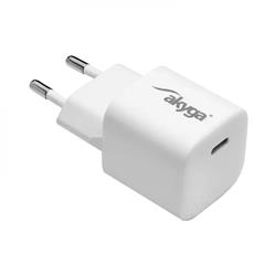 Akyga Nabíječka univerzální USB-C PD 5-12V / max. 3A 25W Quick Charge 3.0 GaN, bílá