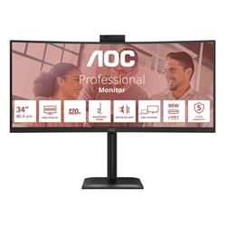 AOC Monitor CU34E4CW, 34", VA, 3440x1440, 21:9, 350cd, 3500:1, 4ms, DP, HDMI, 120Hz, USB Hub, RJ45, repro