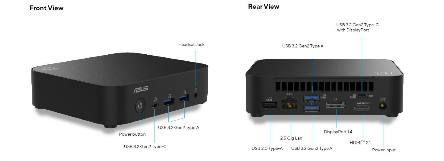 ASUS NUC 14 Essential/RNUC14MNK3500002/N355 Processor/DDR5-4800 SO-DIMM/USB Type