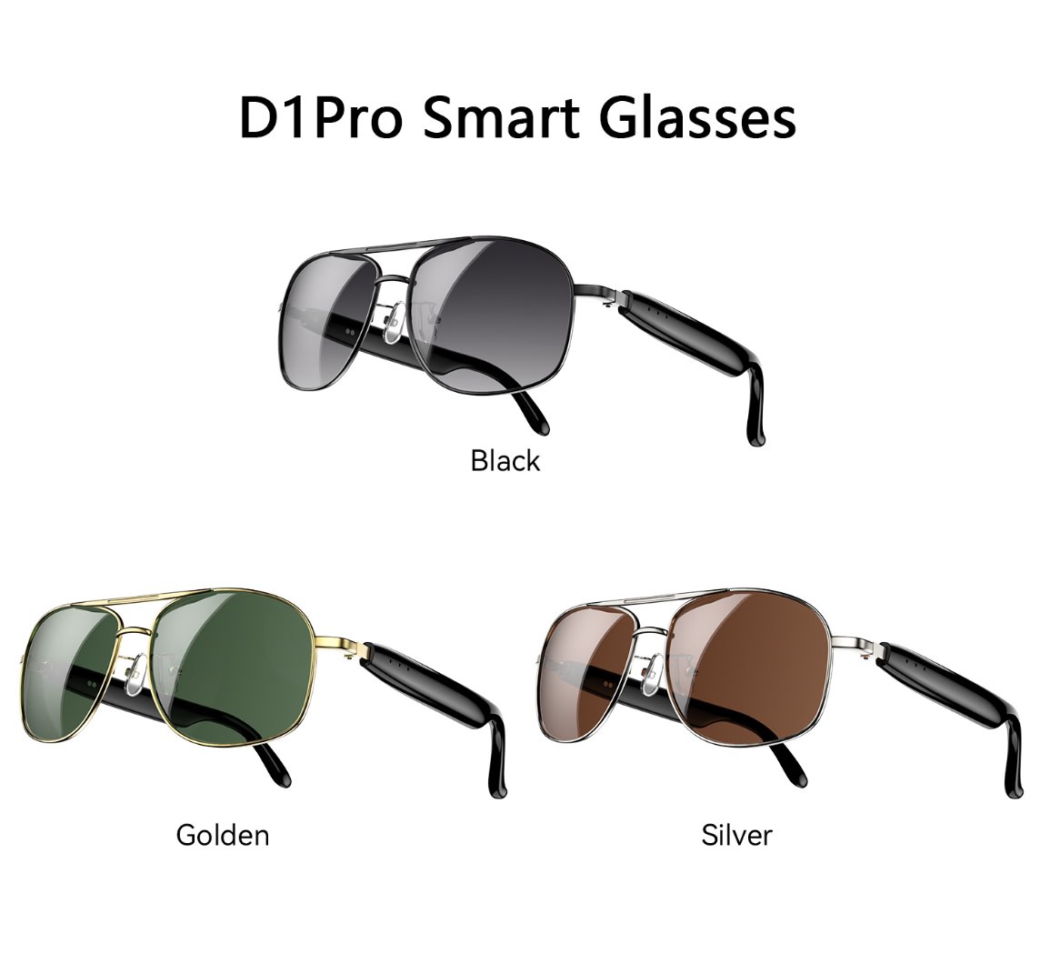 BLACKVIEW brýle D1 Pro,AB5756C 113Kb+1MB 105+105mAh BT 6.0,IP54,Voice assistant control Smart Eyewear 145x44x140mm,Silve