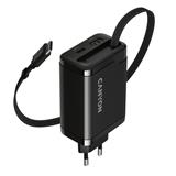 CANYON charger OnCharge 65RC Build-In Cable USB-C 65W 1xPD 1xQC EU Black