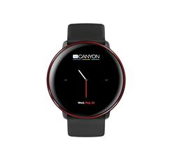 CANYON chytré hodinky Marzipan, 1,22" barevný plně dotykový display, IP68, režim multisport, iOS/android, černo-červená