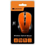 CANYON myš optická bezdrátová CMSW1, nastavitelné rozlišení 800/1000/1200 dpi, 4 tl, USB nano reciever, oranžová