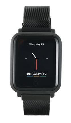 CANYON smart hodinky Sanchal, 1,22" barevný plně dotykový display, IP68, multisport, iOS/android, 2 pásky, černá