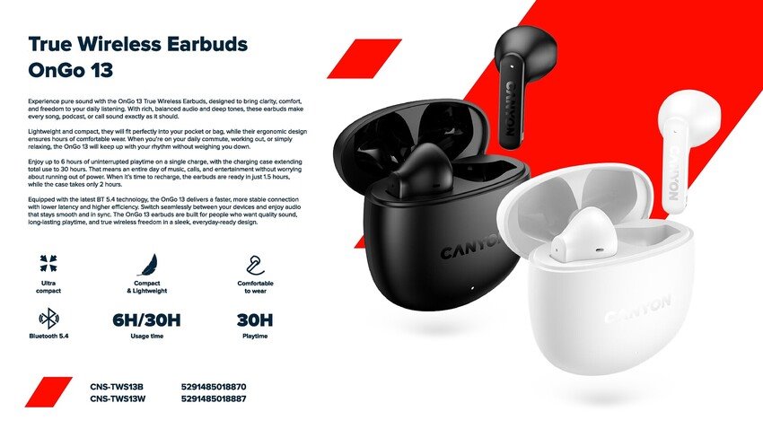 CANYON TWS headset OnGo 13 Black