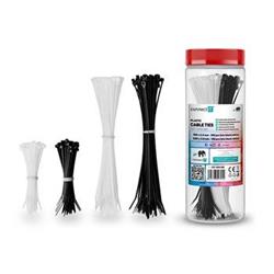 CONNECT IT ZipTie Stahovací pásky na kabely 200ks ČERNÁ/BÍLA