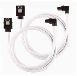 Corsair Premium Sleeved SATA Data Cable Set with 90° Connectors, White, 60cm