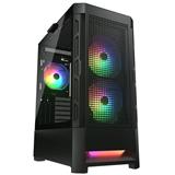 COUGAR AIRFACE RGB Black | PC Case | Mid Tower / Mesh Front Panel / 2 x 140mm ARGB Fans / 1x 120mm ARGB Fan / TG Le