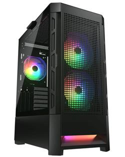 COUGAR PC skříň AIRFACE RGB Black Mid Tower Mesh Front Panel 2 x 140mm ARGB Fans 1x 120mm ARGB Fan TG Le