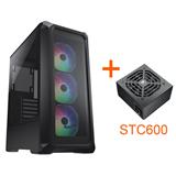 COUGAR PC skříň ARCHON 2 Mesh RGB Black Mid Tower Mesh Front Panel 3 x ARGB Fans 3mm TG Left Panel + COUGAR PSU STC600