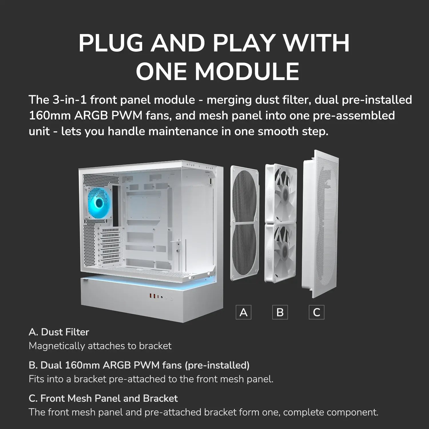 COUGAR PC skříň CFV235 Black Mid Tower Mesh