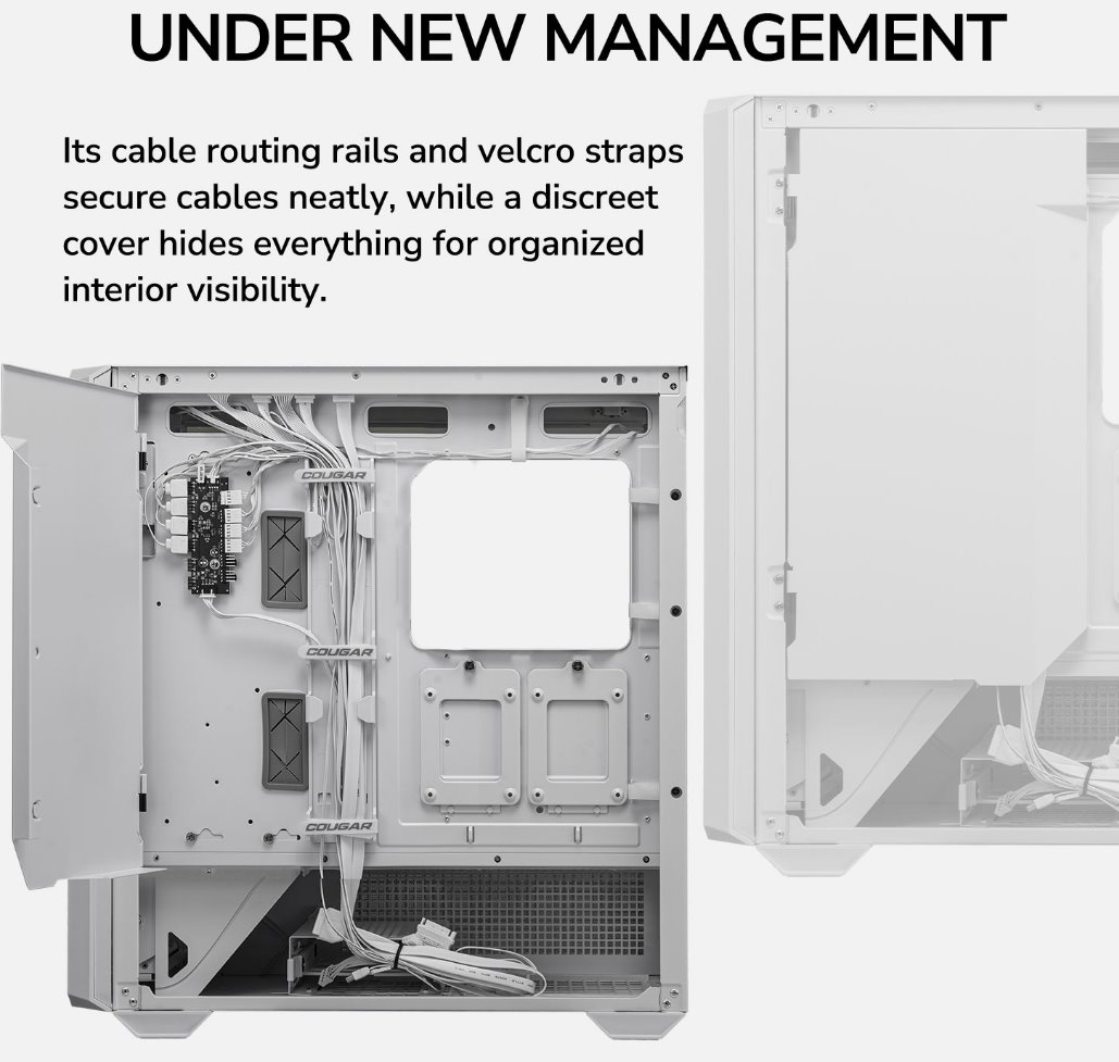 COUGAR PC skříň MX600 White Full Tower Mesh Front Panel 3 x 140mm + 1 x 120mm Fans TG Left Panel
