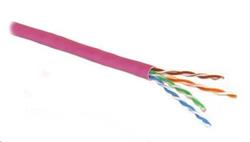 Elite kabel UTP Cat5e, drát, 4pár 24AWG, LSOH, Dca, čistá měď, 305m box, fialová