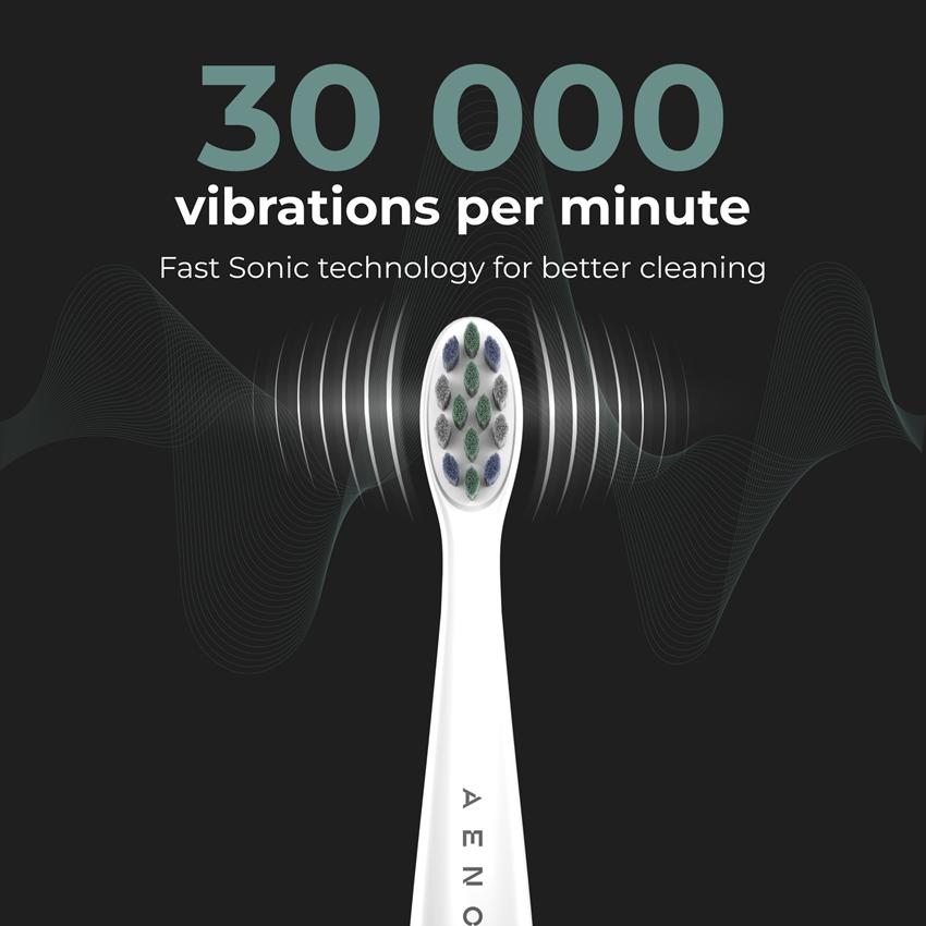 AENO Elektrický kartáček DB7 - 30000 RPM, 3 módy, Smart, 1 hlavice + 2 samolepky, Bílá