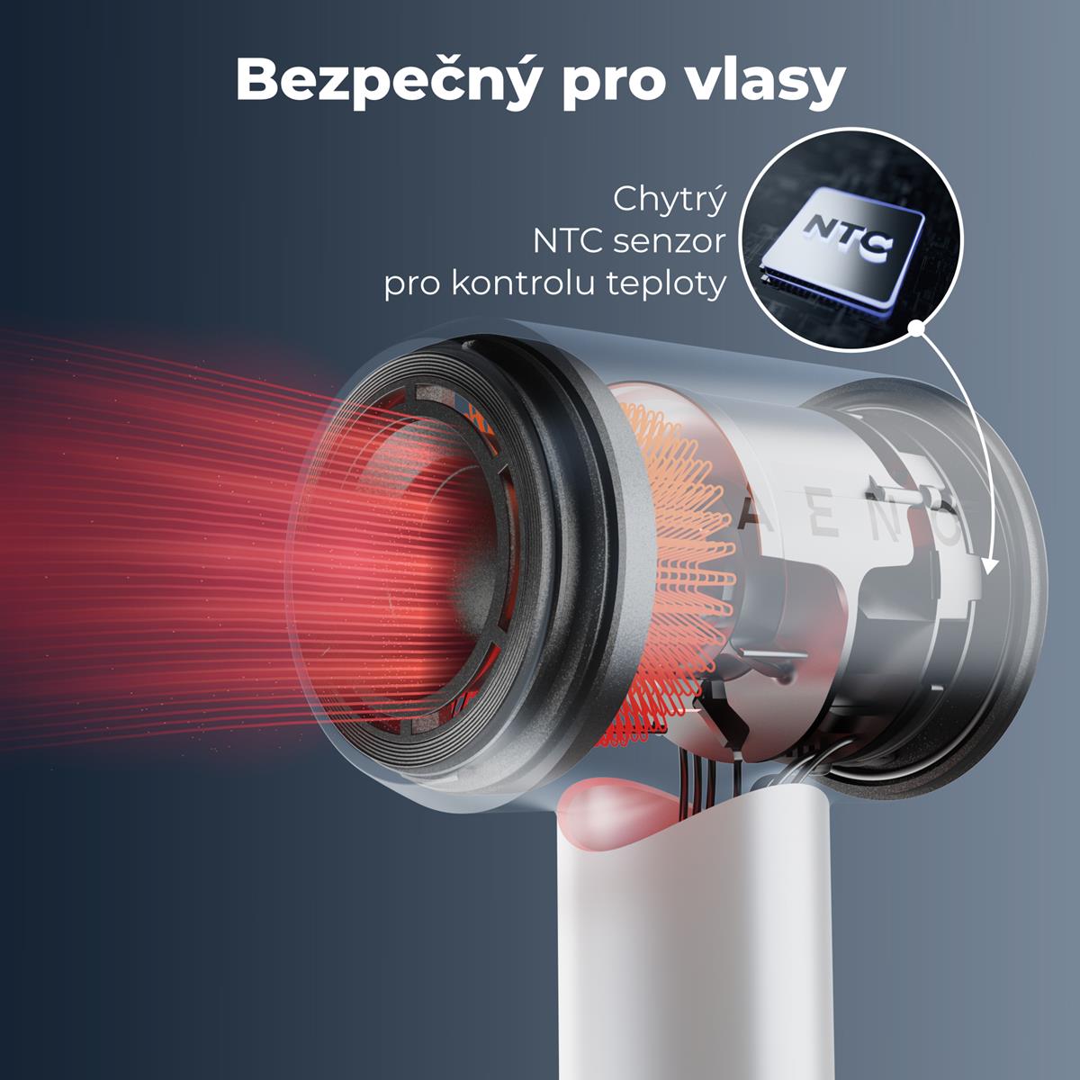 AENO Fén na vlasy HD4 - vysokorychlostní fén, technologie Dynamic Heat, Ionizace, LCD displej