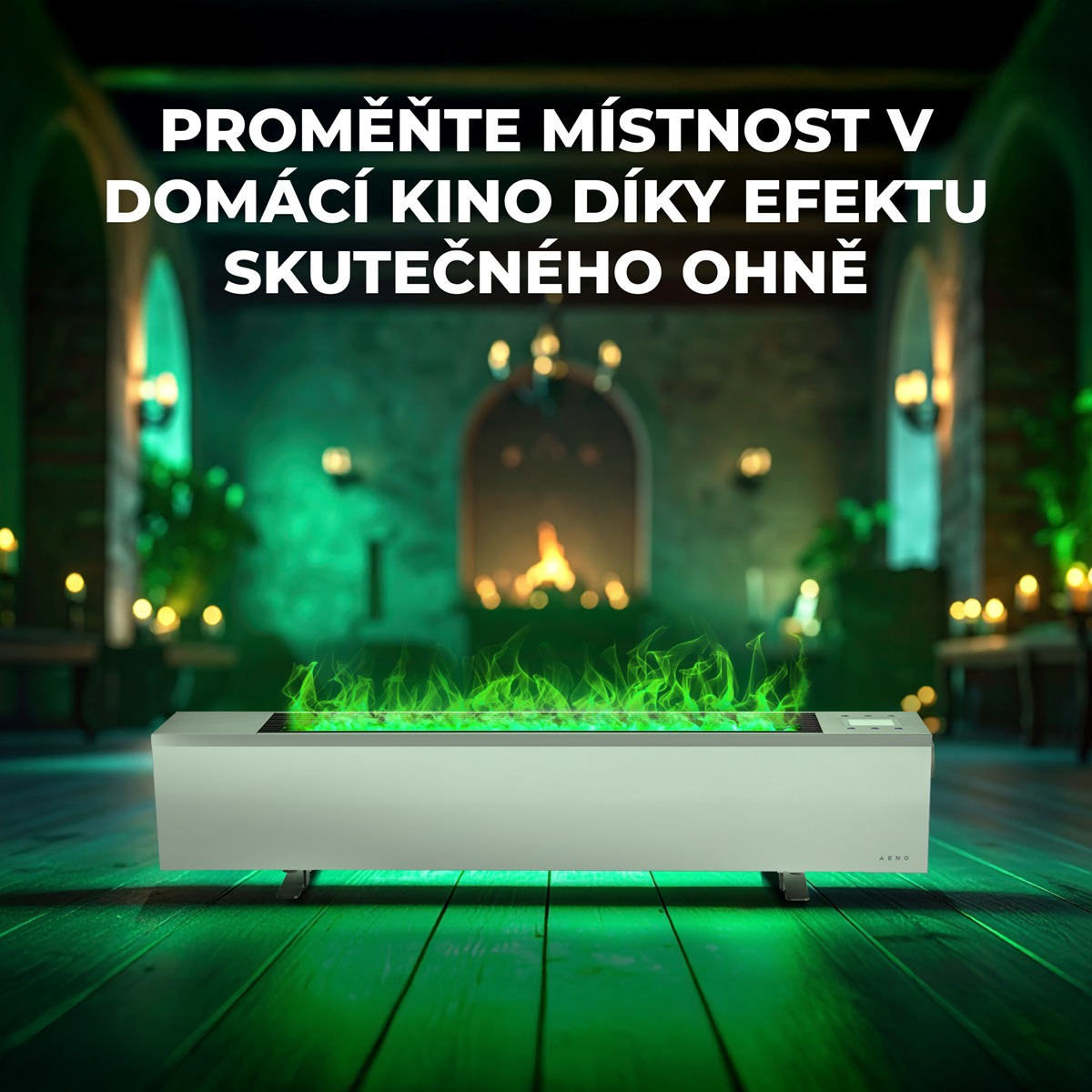 AENO FH1S Chytré Topení,konvekce + efekt plamene, 2000W, Bílá