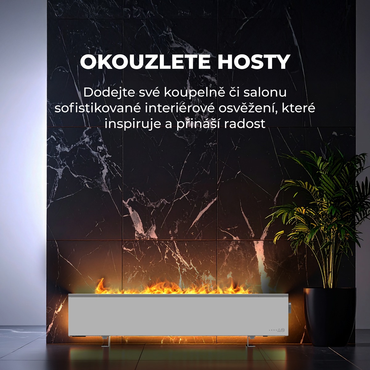 AENO FH1S Chytré Topení,konvekce + efekt plamene, 2000W, Bílá