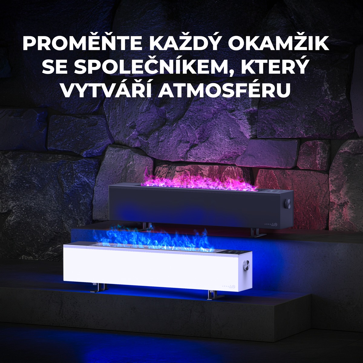 AENO FH1S Chytré Topení,konvekce + efekt plamene, 2000W, Bílá