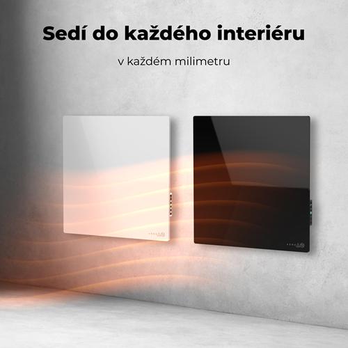 AENO GH11s Quadro Chytré Topení, infrared + konvekce, tvrzené sklo, 500W, 50x50cm, Bílá