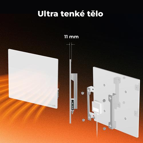 AENO GH11s Quadro Chytré Topení, infrared + konvekce, tvrzené sklo, 500W, 50x50cm, Bílá
