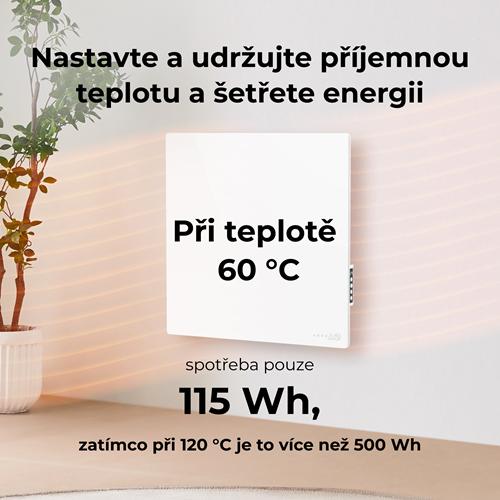 AENO GH11s Quadro Chytré Topení, infrared + konvekce, tvrzené sklo, 500W, 50x50cm, Bílá