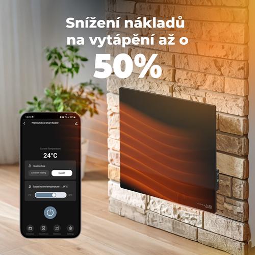 AENO GH12s Quadro Chytré Topení, infrared + konvekce, tvrzené sklo, 500W, 50x50cm, Černá