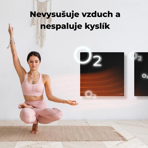 AENO GH12s Quadro Chytré Topení, infrared + konvekce, tvrzené sklo, 500W, 50x50cm, Černá