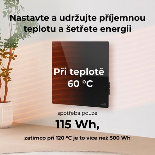 AENO GH12s Quadro Chytré Topení, infrared + konvekce, tvrzené sklo, 500W, 50x50cm, Černá