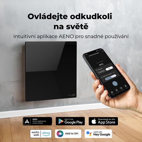 AENO GH12s Quadro Chytré Topení, infrared + konvekce, tvrzené sklo, 500W, 50x50cm, Černá