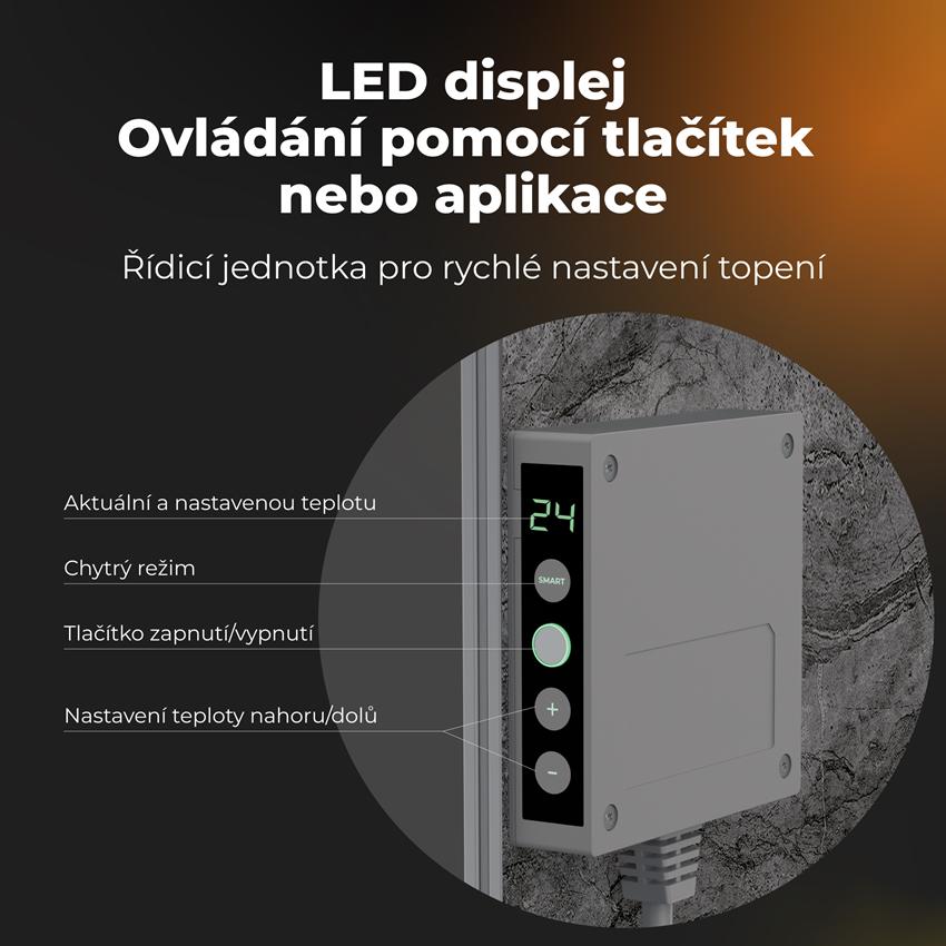 AENO GH13s Quadro Chytré Topení, infrared + konvekce, tvrzené sklo, 500W, 50x50cm, Antique marble - LIMITOVANÁ EDICE