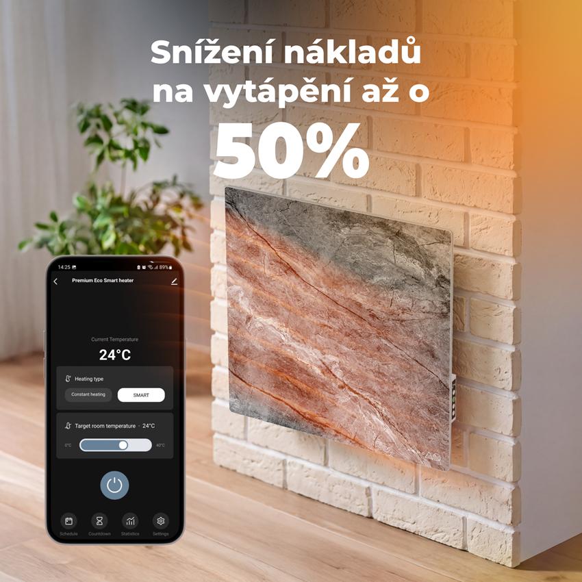 AENO GH13s Quadro Chytré Topení, infrared + konvekce, tvrzené sklo, 500W, 50x50cm, Antique marble - LIMITOVANÁ EDICE