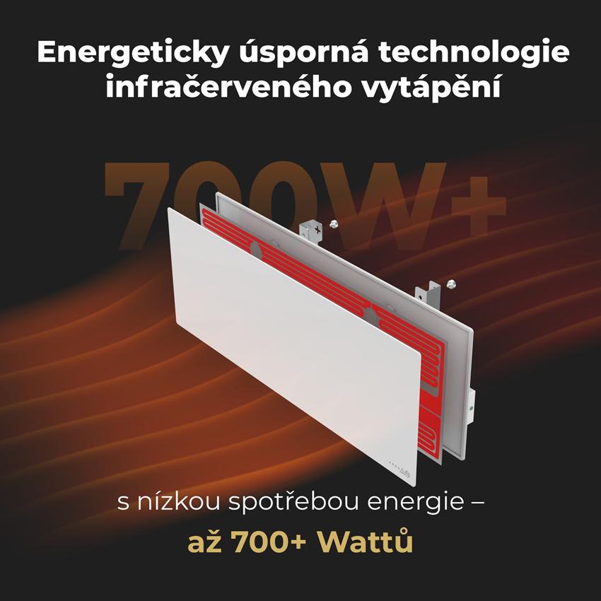 AENO GH1s Chytré Topení, infrared + konvekce, tvrzené sklo, 700W, Bílá