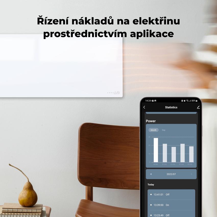 AENO GH1s Chytré Topení, infrared + konvekce, tvrzené sklo, 700W, Bílá